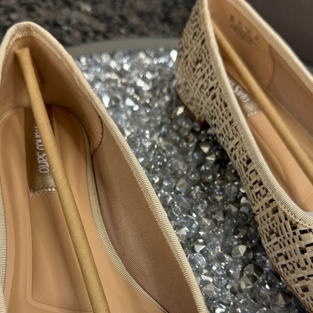Franco Sarto Abigail Beige Woven Flats with White Bow Accents NEW 9W - Picture 4 of 14